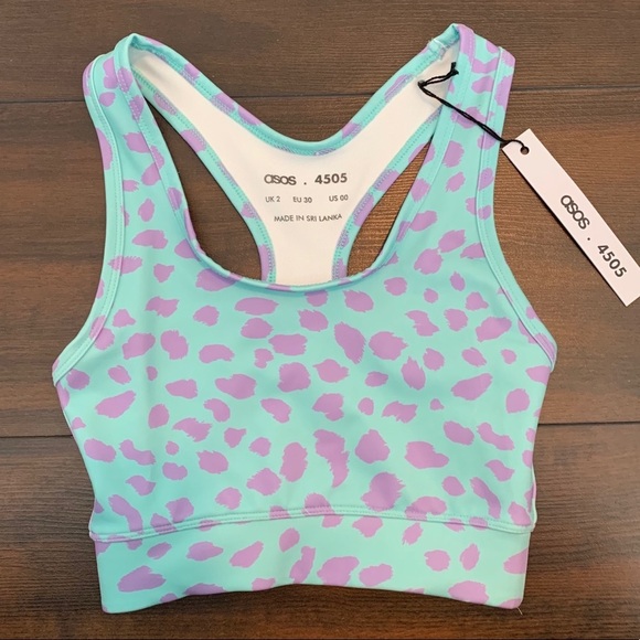 ASOS Other - NWT ASOS 4505 Turquoise & Purple Cheetah Print Sports Bra